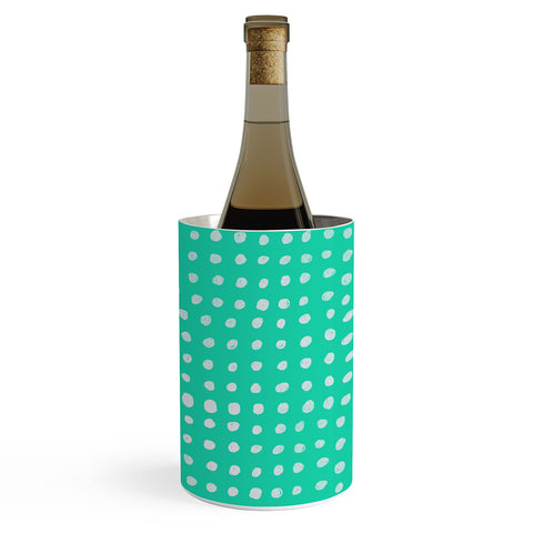 Leah Flores Turquoise Scribble Dots Wine Chiller