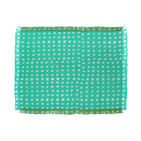 Leah Flores Turquoise Scribble Dots Throw Blanket