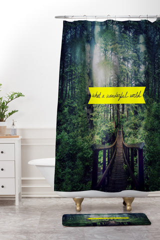 Leah Flores What A Wonderful World Shower Curtain And Mat