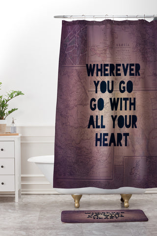 Leah Flores Wherever You Go Shower Curtain And Mat