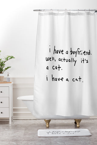 Leeana Benson Boyfriend vs Cat Shower Curtain And Mat