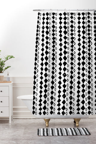 Leeana Benson Diamond Pattern Shower Curtain And Mat