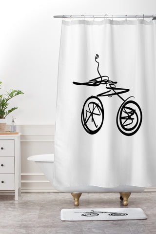 Leeana Benson Girl On Bike Shower Curtain And Mat