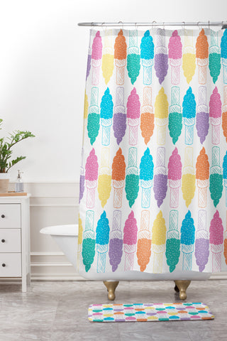 Leeana Benson Ice Cream Color Pattern Shower Curtain And Mat
