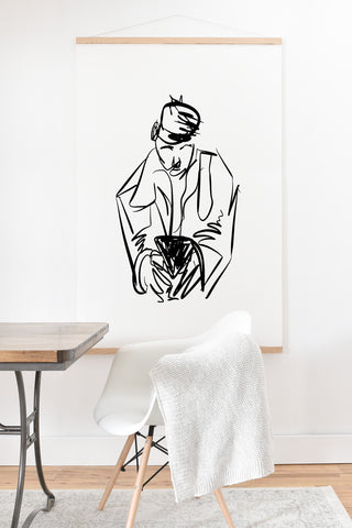 Leeana Benson Man On Phone Art Print And Hanger