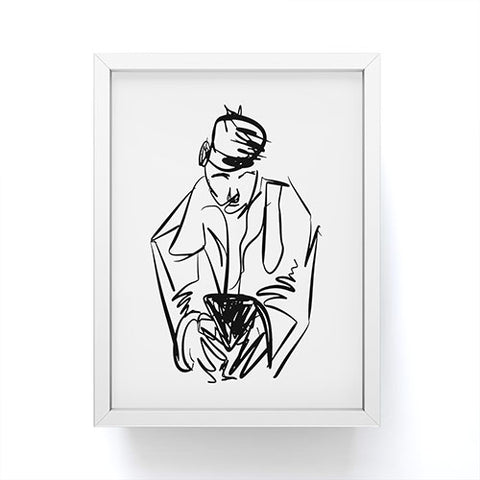 Leeana Benson Man On Phone Framed Mini Art Print