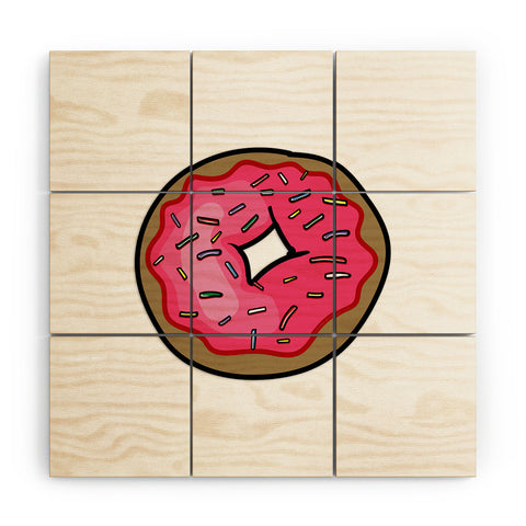 Leeana Benson Strawberry Frosted Donut Wood Wall Mural