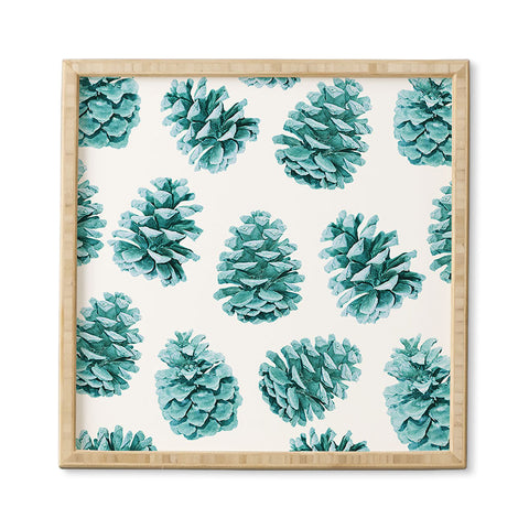 Lisa Argyropoulos Aqua Teal Pine Cones Framed Wall Art