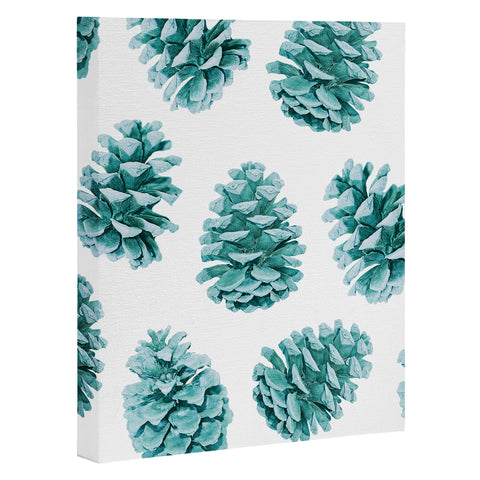 Lisa Argyropoulos Aqua Teal Pine Cones Art Canvas