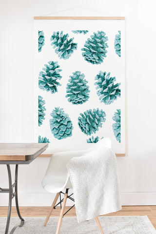 Lisa Argyropoulos Aqua Teal Pine Cones Art Print And Hanger