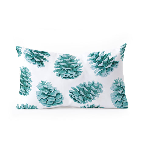 Lisa Argyropoulos Aqua Teal Pine Cones Oblong Throw Pillow