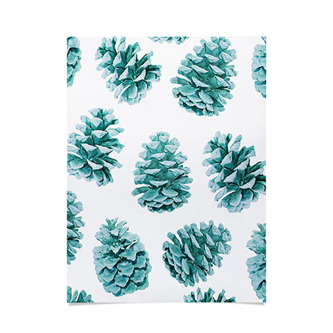 Lisa Argyropoulos Aqua Teal Pine Cones Poster