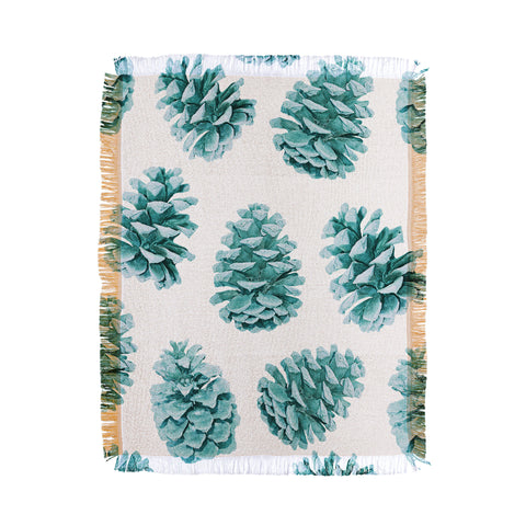 Lisa Argyropoulos Aqua Teal Pine Cones Throw Blanket