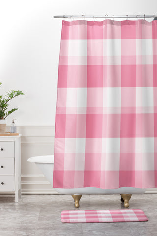 Lisa Argyropoulos Berry Sweet Checks Shower Curtain And Mat