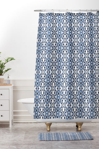 Lisa Argyropoulos Blue Jewels Shower Curtain And Mat