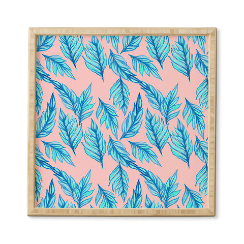 Lisa Argyropoulos Blue Leaves Pink Framed Wall Art