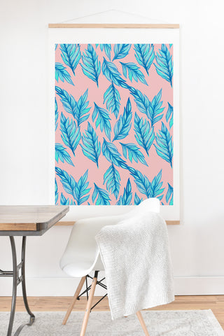 Lisa Argyropoulos Blue Leaves Pink Art Print And Hanger