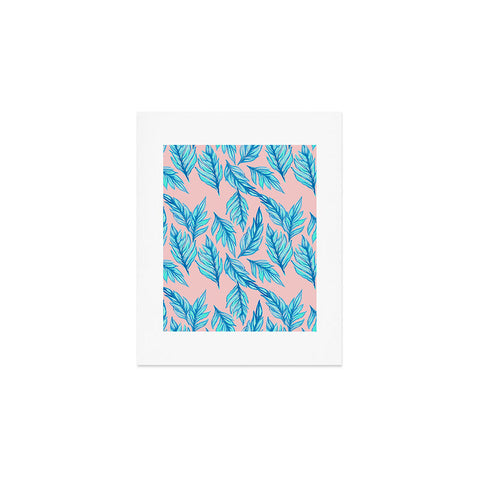 Lisa Argyropoulos Blue Leaves Pink Art Print