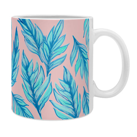 Lisa Argyropoulos Blue Leaves Pink Coffee Mug