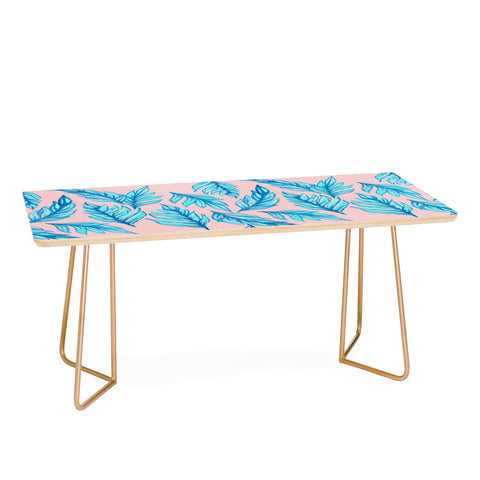 Lisa Argyropoulos Blue Leaves Pink Coffee Table