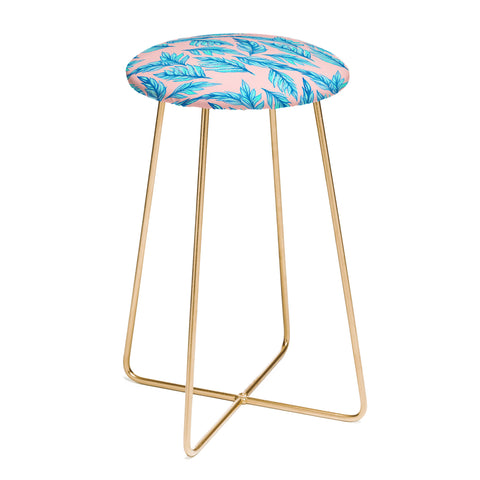 Lisa Argyropoulos Blue Leaves Pink Counter Stool