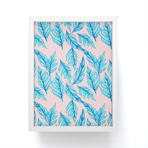 Lisa Argyropoulos Blue Leaves Pink Framed Mini Art Print