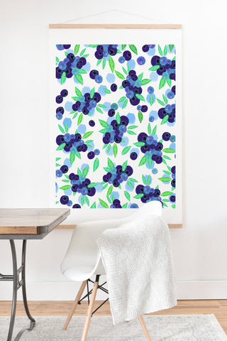 Lisa Argyropoulos Blueberries And Dots On White Art Print And Hanger