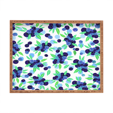 Lisa Argyropoulos Blueberries And Dots On White Rectangular Tray