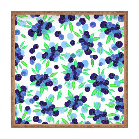 Lisa Argyropoulos Blueberries And Dots On White Square Tray