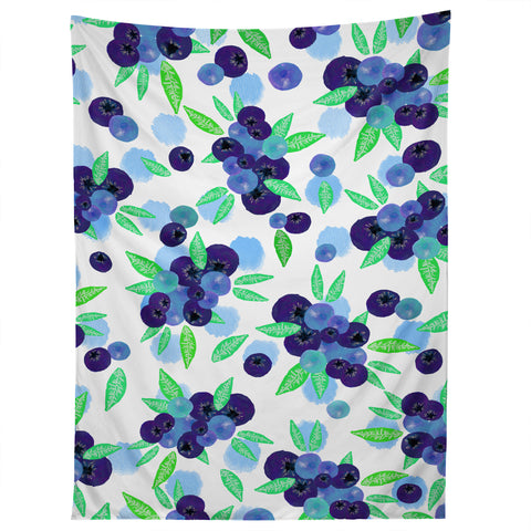 Lisa Argyropoulos Blueberries And Dots On White Tapestry