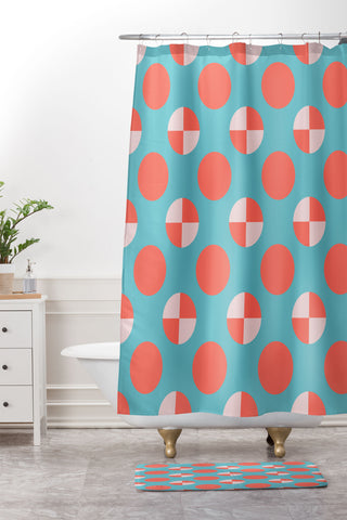 Lisa Argyropoulos Blushed Coral Dots Shower Curtain And Mat