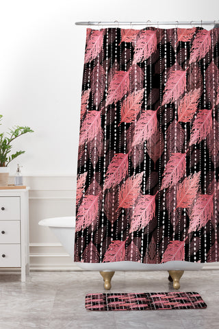 Lisa Argyropoulos Boho Blush and Beads Noir Shower Curtain And Mat