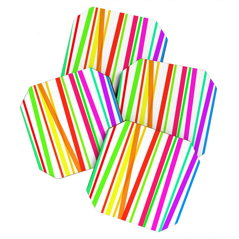 Lisa Argyropoulos Bold Rainbow Stripes Coaster Set