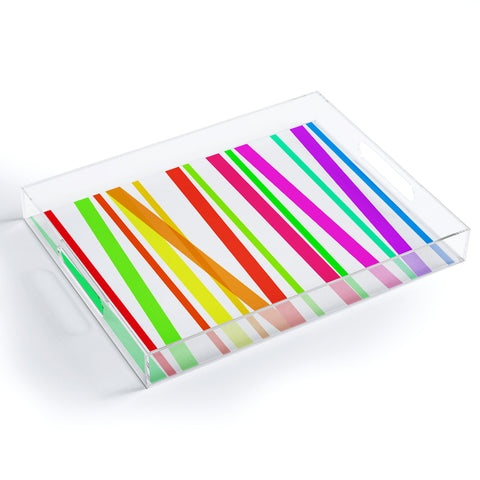 Lisa Argyropoulos Bold Rainbow Stripes Acrylic Tray