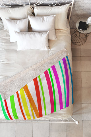 Lisa Argyropoulos Bold Rainbow Stripes Fleece Throw Blanket