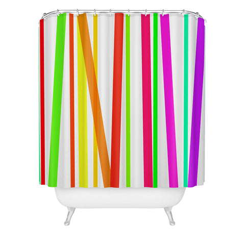 Lisa Argyropoulos Bold Rainbow Stripes Shower Curtain