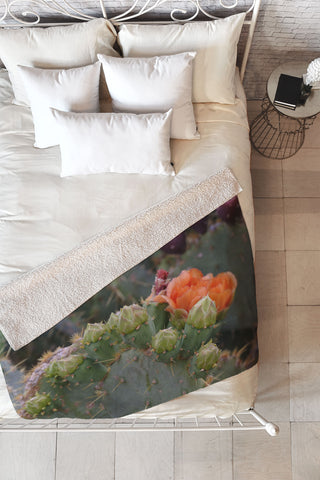 Lisa Argyropoulos Budding Prickly Pear Fleece Throw Blanket