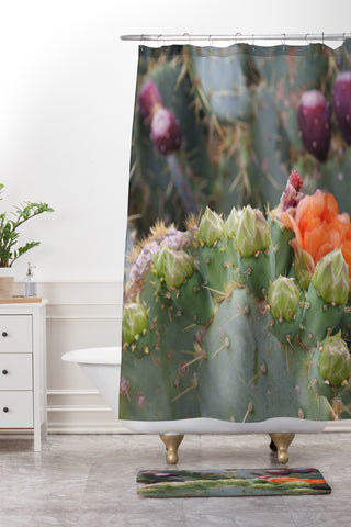 Lisa Argyropoulos Budding Prickly Pear Shower Curtain And Mat