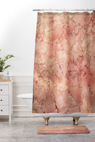 Lisa Argyropoulos Cherry Blush Marble Shower Curtain And Mat