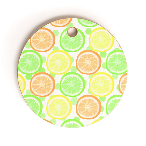 Lisa Argyropoulos Citrus Wheels And Dots Cutting Board Round