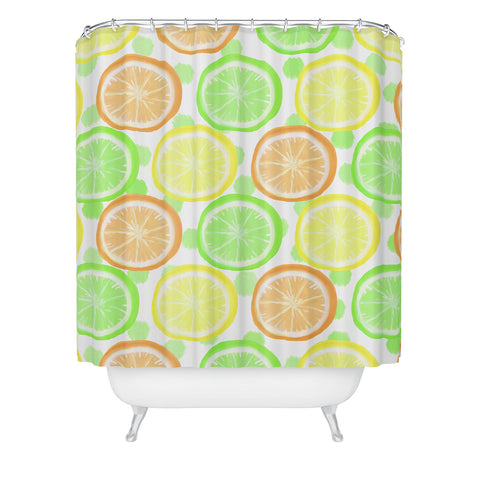 Lisa Argyropoulos Citrus Wheels And Dots Shower Curtain