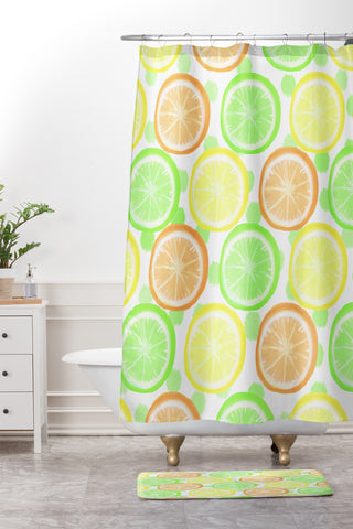 Lisa Argyropoulos Citrus Wheels And Dots Shower Curtain And Mat