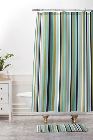 Lisa Argyropoulos Coastal Stripe III Shower Curtain And Mat