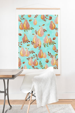 Lisa Argyropoulos Copper Pears Aqua Blue Art Print And Hanger