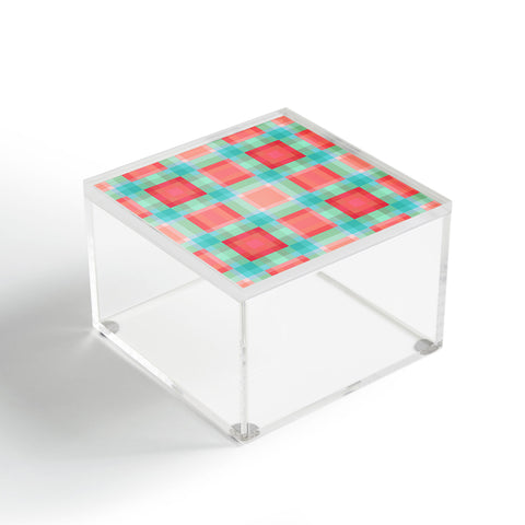 Lisa Argyropoulos Coral Mint Geo Plaid Acrylic Box