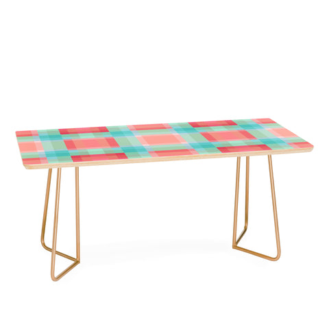 Lisa Argyropoulos Coral Mint Geo Plaid Coffee Table