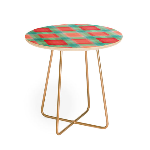 Lisa Argyropoulos Coral Mint Geo Plaid Round Side Table