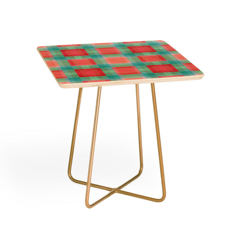 Lisa Argyropoulos Coral Mint Geo Plaid Side Table