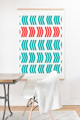 Lisa Argyropoulos Coral Pop and Aqua Zig Zag Art Print And Hanger