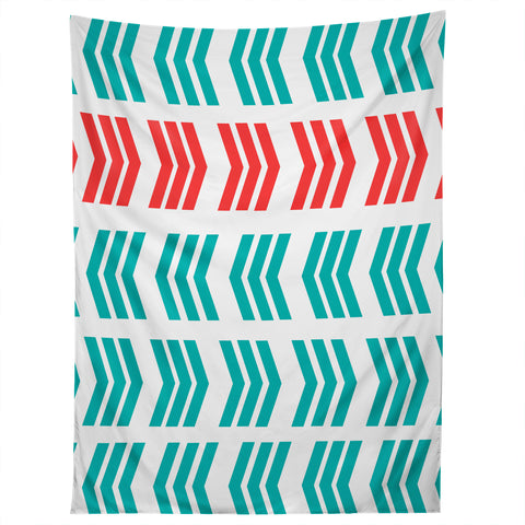 Lisa Argyropoulos Coral Pop and Aqua Zig Zag Tapestry